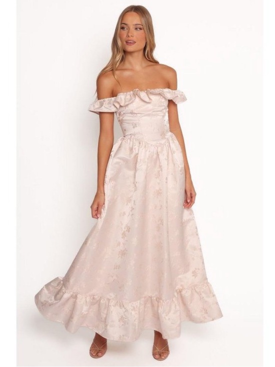 Petal & Pup Dresses & Skirts - Petal & Pup Vivien Jacquard Print Nude/Blush Pink Maxi Dress Size XL